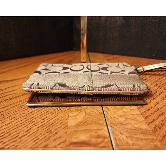Coach Brown Signature Wristlet Coin Purse - Picture 6 of 9